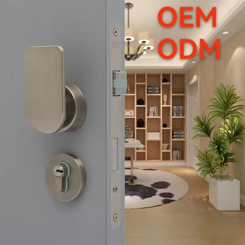 New Arrival Satin Nickel Finish Household  Privacy Interior Bedroom Lever Handle Door Lock for Wood Doors