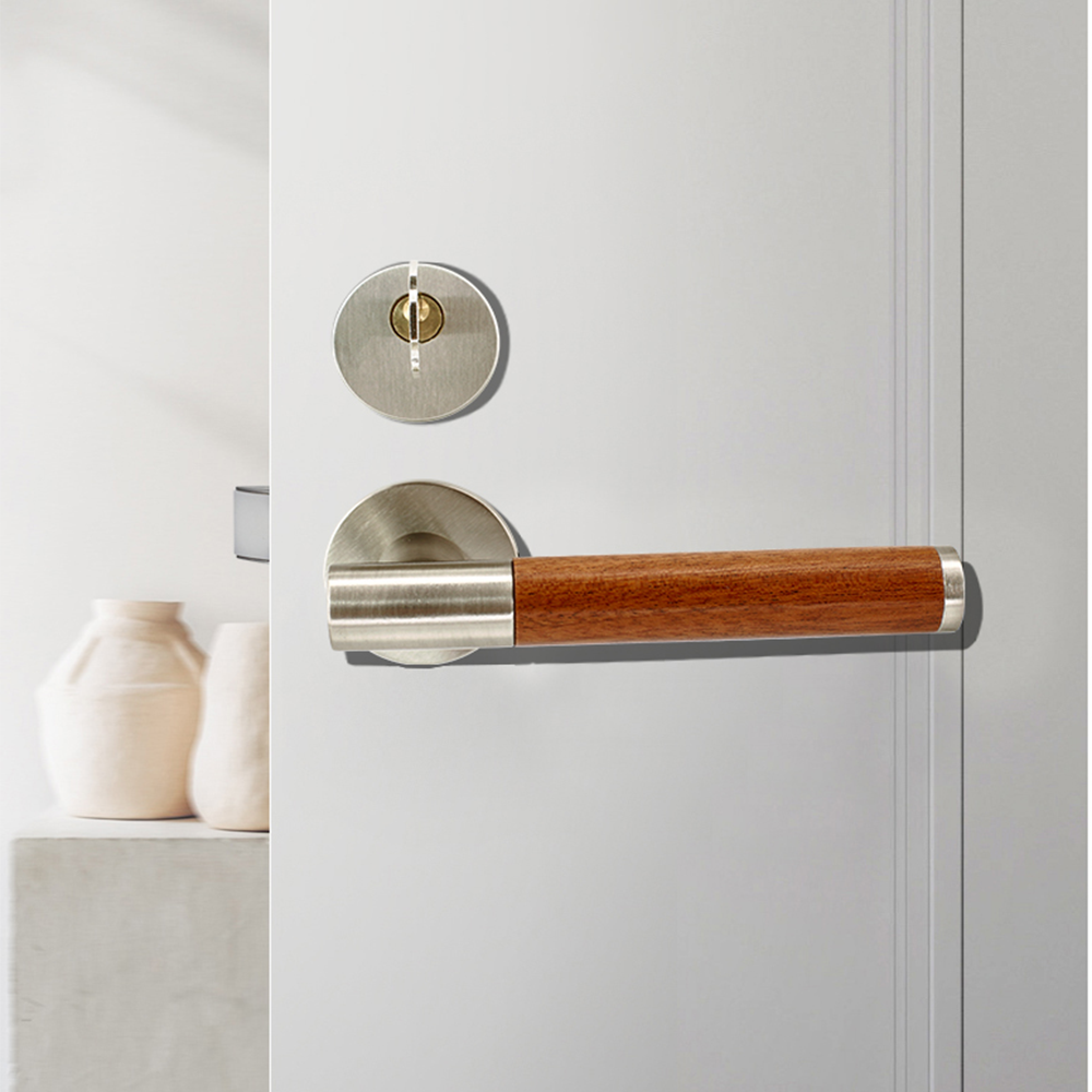 Fancy bedroom brushed nickel wood door handles and locks for interiors