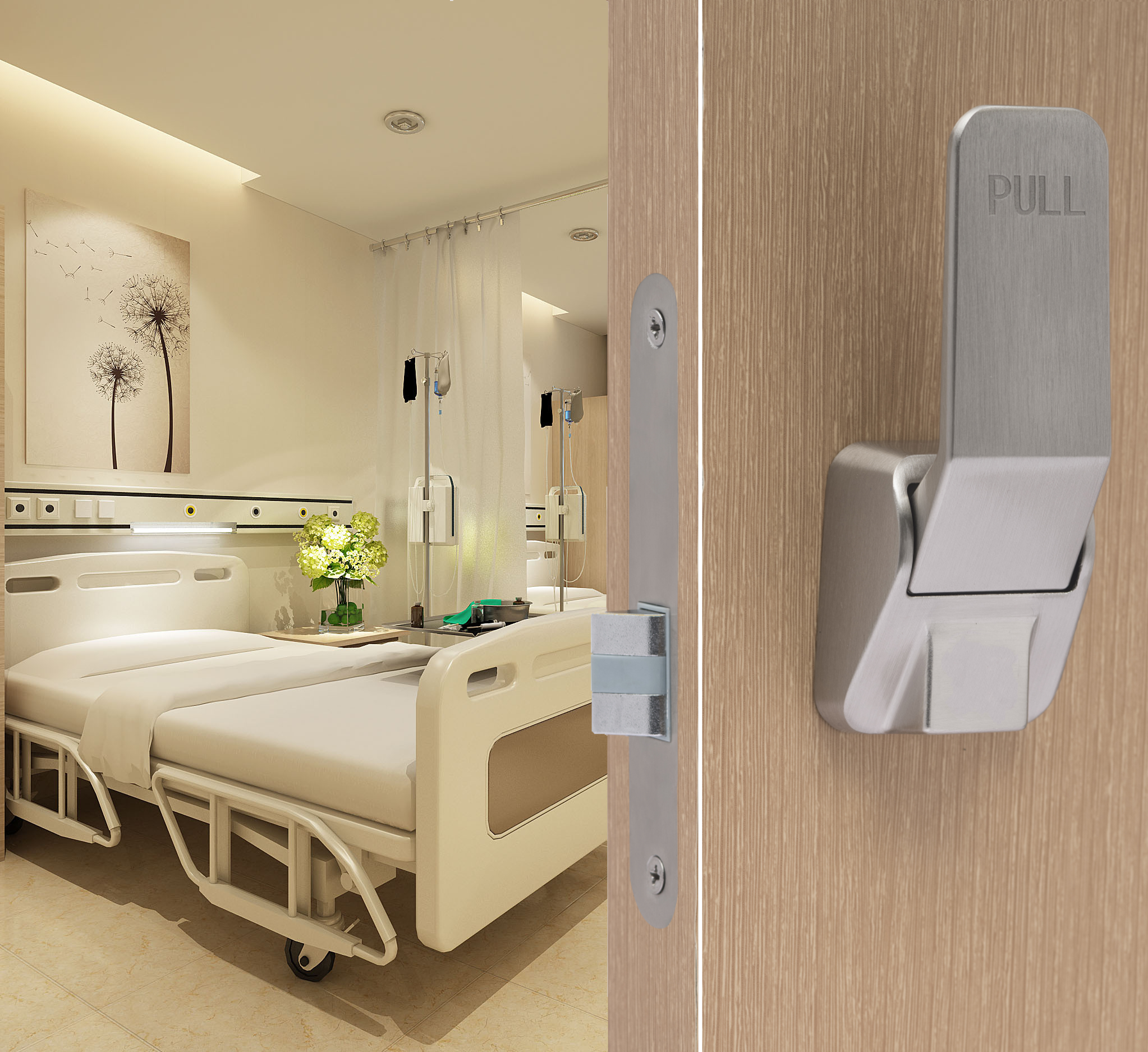 High standard interior passage door lock no key on hospital wood door