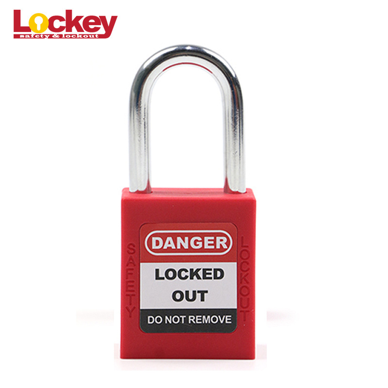 China Lockey Safety 38mm 76mm Steel Nylon Shackle ABS Plastic Body Safe Lock with Master Key