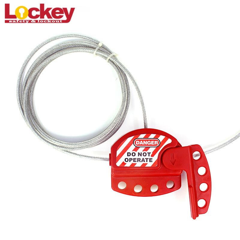 High Quality safety Custom Long Cable Lockout,Red Adjustable Steel Cable Lockout