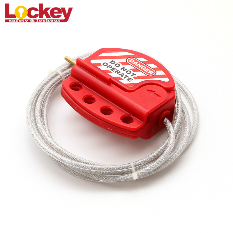 High Quality safety Custom Long Cable Lockout,Red Adjustable Steel Cable Lockout