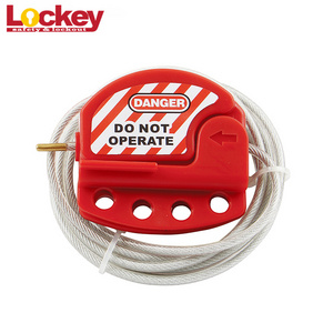 High Quality safety Custom Long Cable Lockout,Red Adjustable Steel Cable Lockout