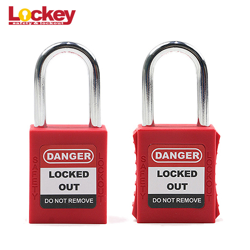 China Lockey Safety 38mm 76mm Steel Nylon Shackle ABS Plastic Body Safe Lock with Master Key