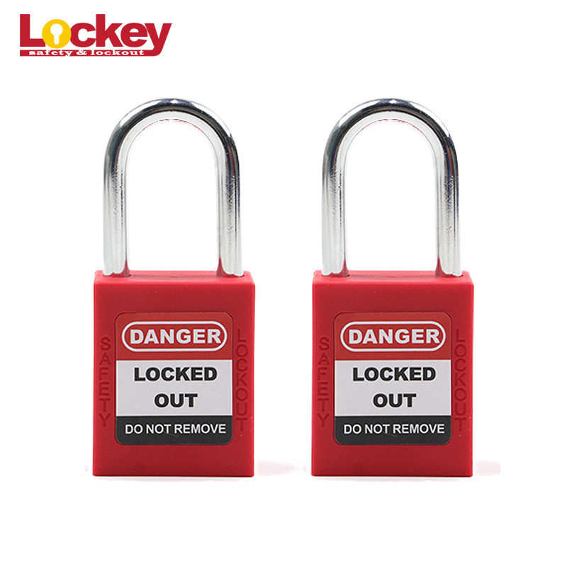 China Lockey Safety 38mm 76mm Steel Nylon Shackle ABS Plastic Body Safe Lock with Master Key