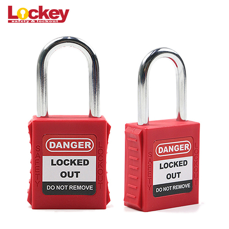 China Lockey Safety 38mm 76mm Steel Nylon Shackle ABS Plastic Body Safe Lock with Master Key