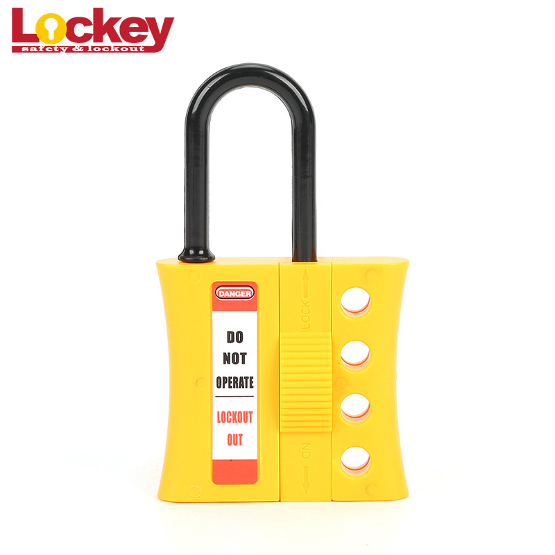 High Quality Factory direct Nylon Insulation Lockout Hasp with 4 Locks Yellow Master