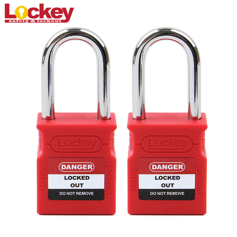 Pad Lock Tagout 38mm Steel Nylon Shackle Loto Safety Padlock with Master Key