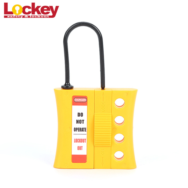 High Quality Factory direct Nylon Insulation Lockout Hasp with 4 Locks Yellow Master