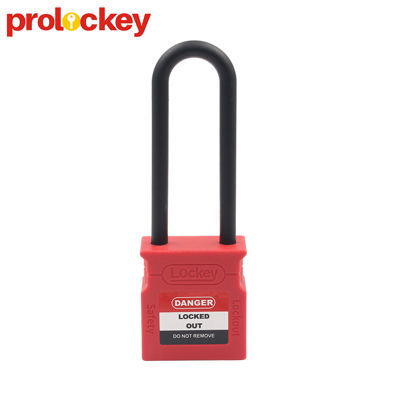 Designed Factory 76mm Plastic Shackle Wide Type Best Safety Padlock Lockout with Master Key