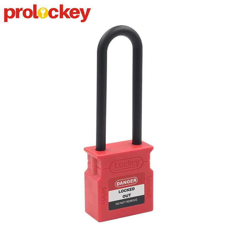 Designed Factory 76mm Plastic Shackle Wide Type Best Safety Padlock Lockout with Master Key