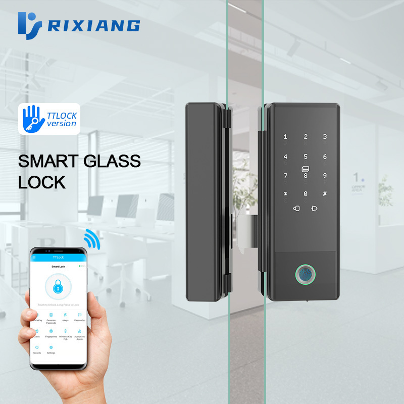 Electronic keyless password+fingerprint+card glass door fingerprint padlock with remote wireless door lock control lock