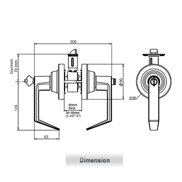 High Security Modern door lock handle for Wooden Storeroom Doors Cylindrical Door Handle Lever Lock