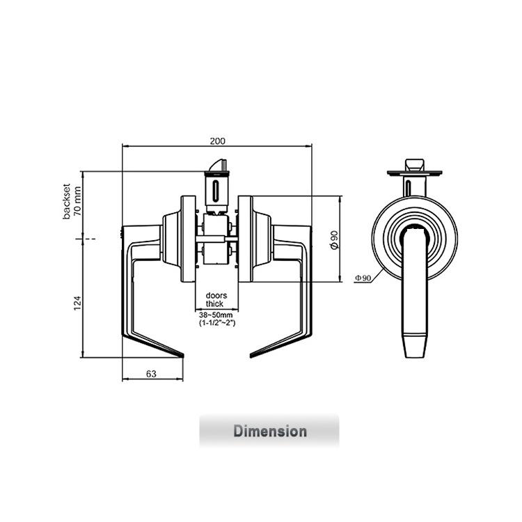 Heavy Duty Commercial Classroom Lever F84 Cylindrical Chassis ADA UL 3Hr Fire ANSI Grade 2 Satin Chrome  door handles and locks