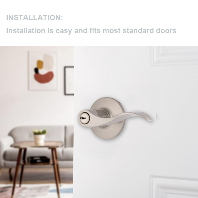 Interior Passage Door Handle Lever For Closet and Hallway Doors Reversible Non-Locking Handle Lever