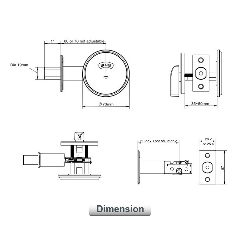 One Sided Stainless Steel G2 Heavy Duty Dead Lock Release Key Bathroom Washroom Toilet Deadbolt with Thumbturn Opens Inside