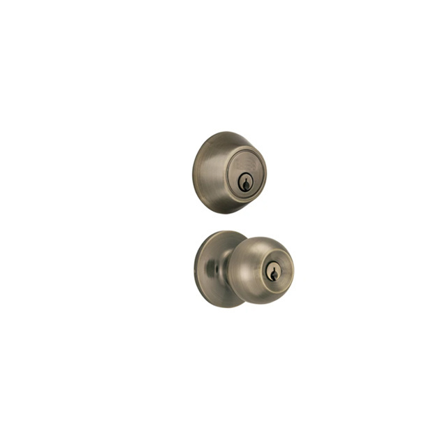 Factory Anti-Theft Combo Packs Single Cylinder Deadbolts Satin Nickel Keyed-Alike Ball Door Knob for Exterior Interior Door