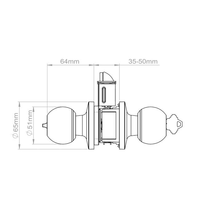 Polished Brass Entry Door Locksets with Single Cylinder Deadbolt Flat Round Door Lock Set for Bedroom/Office/Exterior Doors