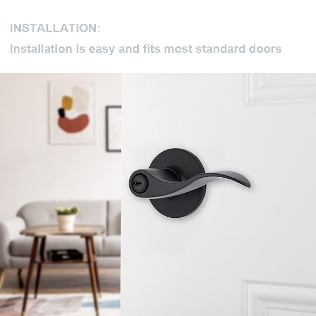 Interior Passage Door Handle Lever For Closet and Hallway Doors Reversible Non-Locking Handle Lever