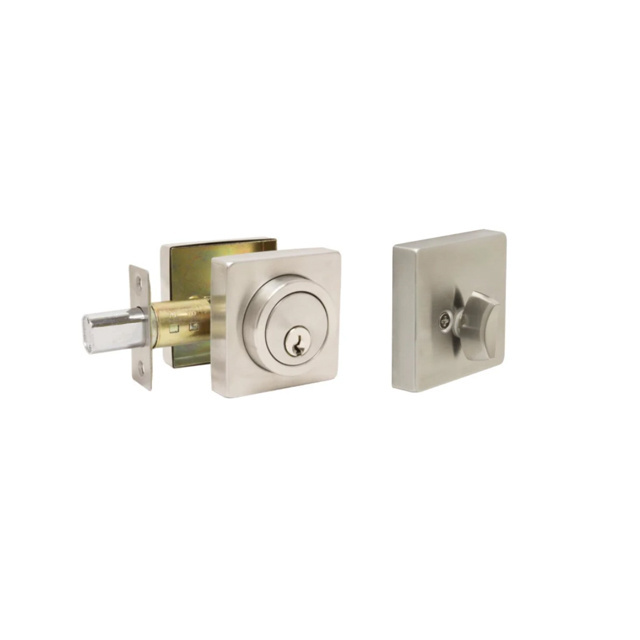 Heavy Duty Deadbolt with Two Square Rose and Cylinder Deadbolt Fits most standard doors