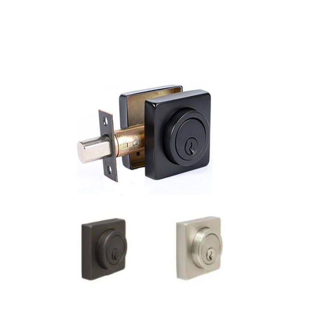 Heavy Duty Deadbolt with Two Square Rose and Cylinder Deadbolt Fits most standard doors