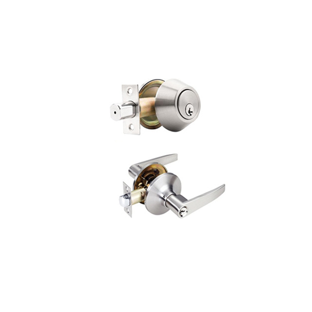 Luxury Entrance Combo Entry Lever Door Handle and Single Cylinder Deadbolt Lock and Key Combo Pack