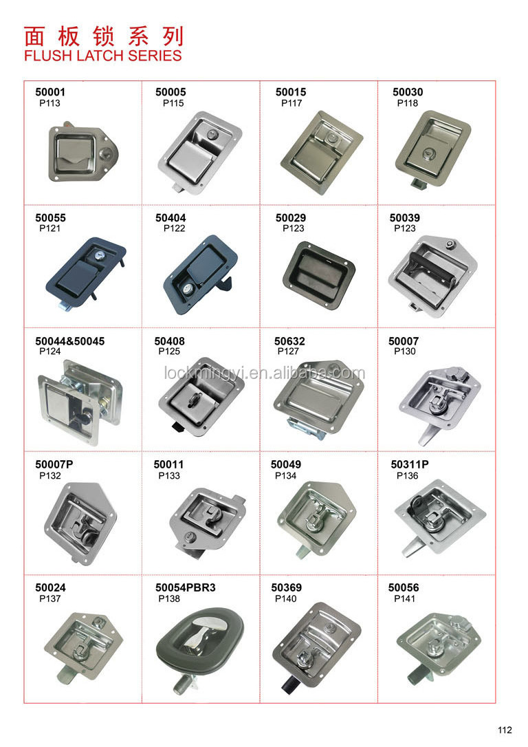 non-locking paddle truck door handle lock, flush latch made of SS304