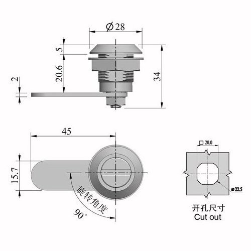 Plastic quarter turn latch cabinet lock cam latch and panel latch