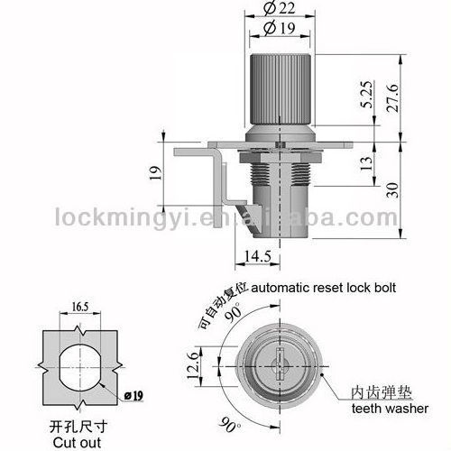 zinc die cast quarter turn latch knob slam cam lock cabinet lock