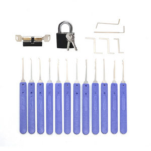 High Quality 17 Pcs Stainless Steel Locksmith Tools Pick Set  Transparent Practice Locks