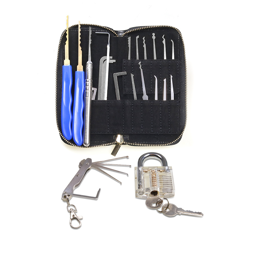 Hot Sale 21PCS MIXED Lock Pick Set with Transparent Padlock for Practice Locksmith tool Supplies