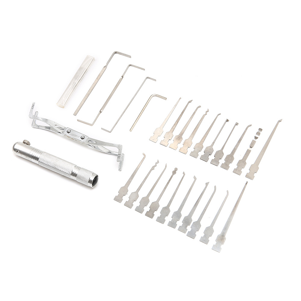 Stainless Steel Locksmith Tools 20Pcs Lock Pick Set Locksmith Supplies with double light 071125