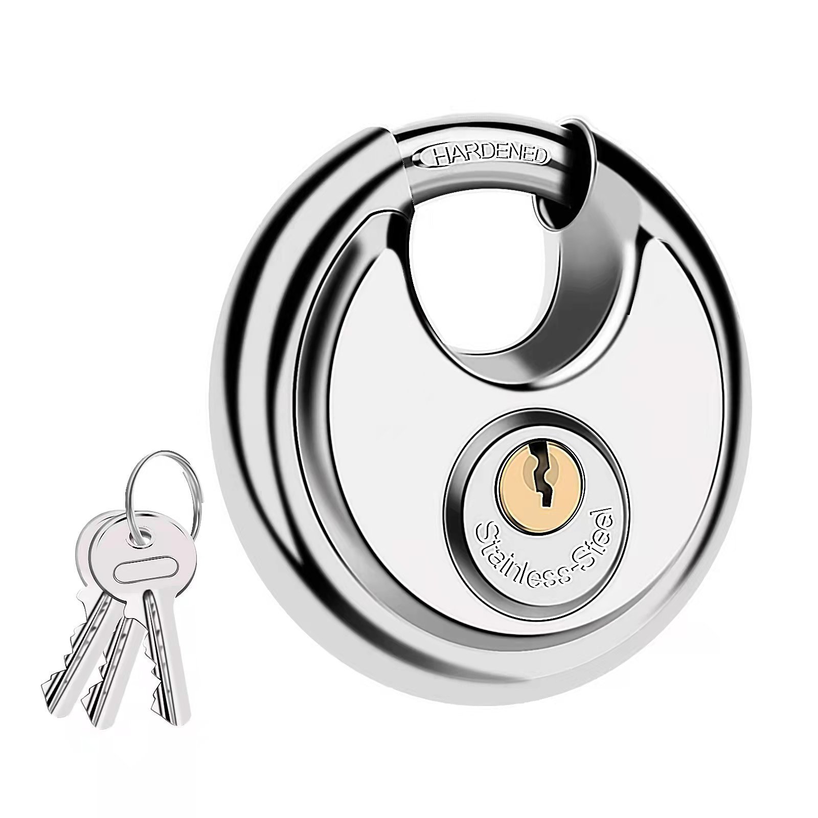 High Quality Heavy Duty Stainless Steel safety lock Keyed Alike Waterproof Security Round locks & keys disc lock