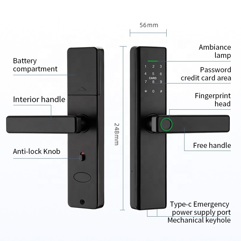 Popular Wifi BLE Keys Fingerprint Wood Door Smart Locks Digital Smart Fingerprint Sliding Glass Gate door lock