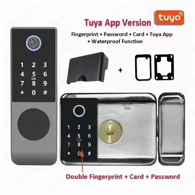 WiFi keys Fingerprint door locks smart NFC lock door waterproof Double Side screen smart lock for outdoor gate