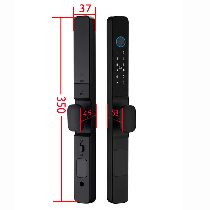 Tuya App TTLock IP65 Waterproof Aluminium Handle Sliding Door Lock Fingerprint Smart Door Lock