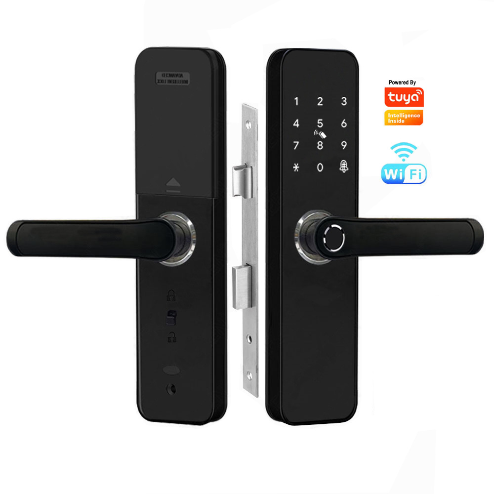 Alloy Material Intelligent Remote Unlock Wireless Handle Lever Keyless Entrance Outdoor Cat's Eye Fingerprint Smart Door Lock