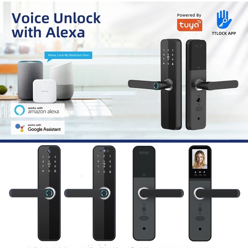 Alloy Material Intelligent Remote Unlock Wireless Handle Lever Keyless Entrance Outdoor Cat's Eye Fingerprint Smart Door Lock