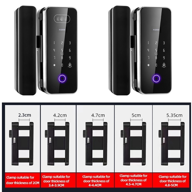 Tuya Door Lock Fingerprint Rim Smart Gate Lock With 3D Face Recognition Camera For Glass Sliding Door