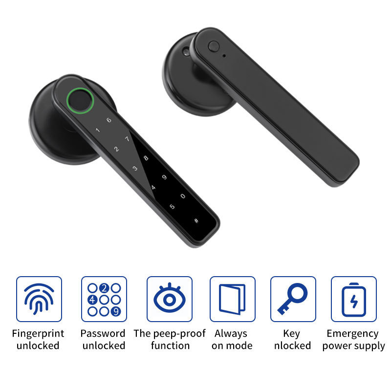 TTlock Smart Handle Wireless Door Lock Fingerprint Digital Keyless Tuya Smart Door Lock