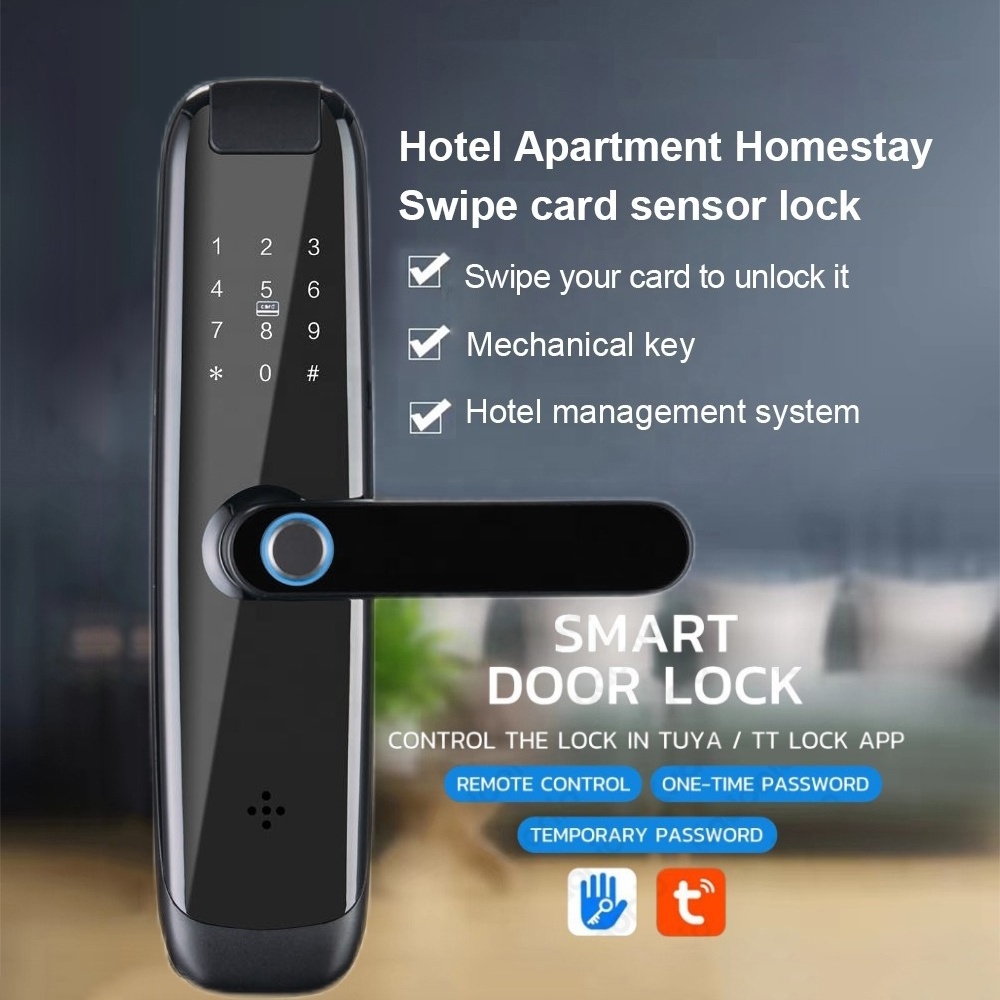 Smart TTlock Password Wood Door Lock WiFi Tuya APP Remote Control Smart Door Lock