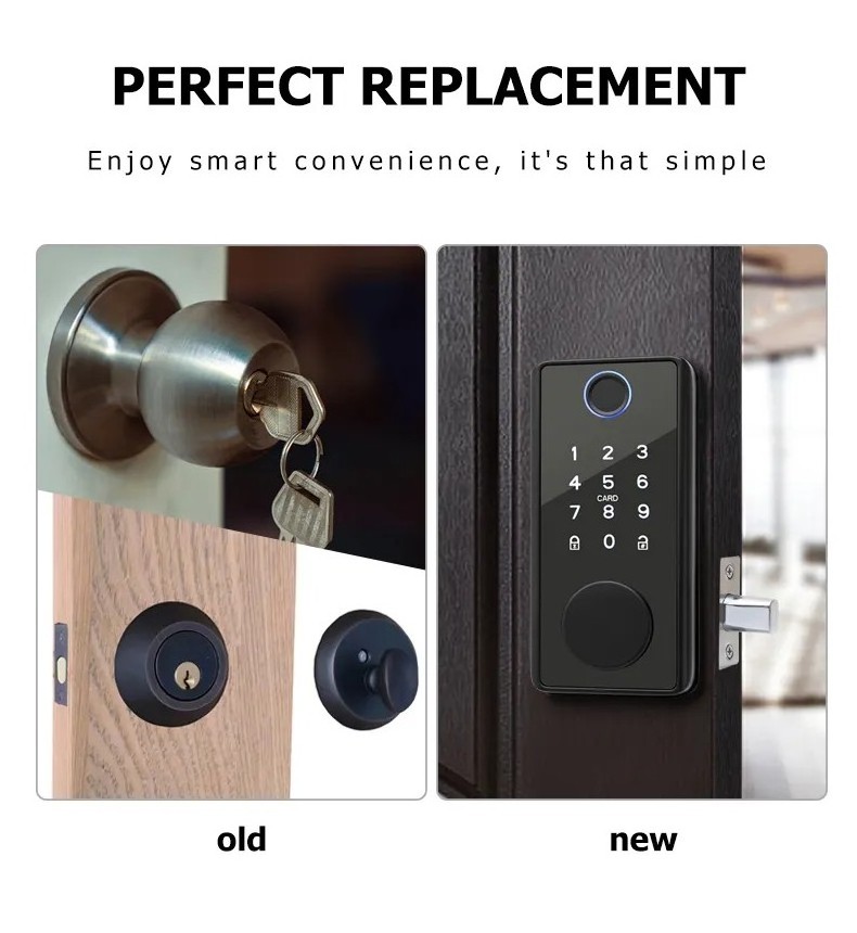 American Standard Wifi Tuya Controlled Digital Electric Smart Locks Front Door Deadbolt Smart Door Lock