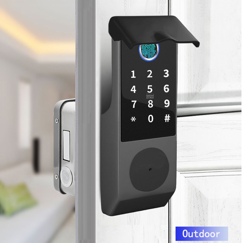 Tuya App Smart Door lock Waterproof Outdoor Gate Rim Lock Wifi Double Fingerprint Digital Keypad Code Electronic Lock Smart