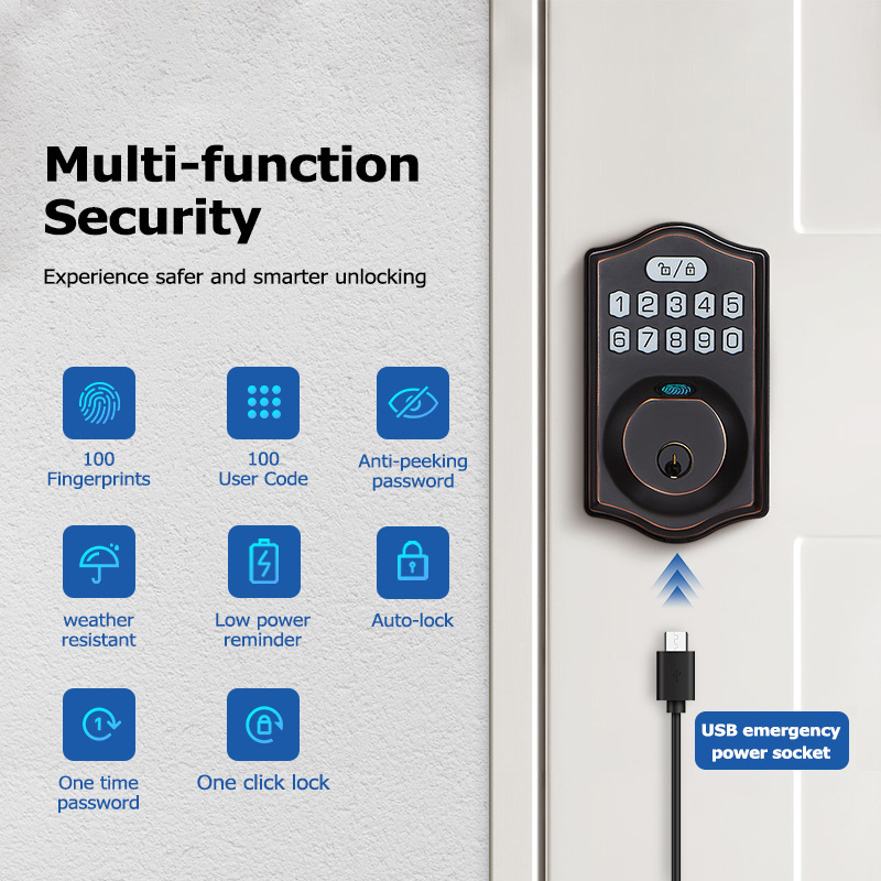 TTlock Fingerprint Door Lock Electronic Security Auto Deadbolt Locks Keyless Tuya smart lock For Bedroom Office Doors