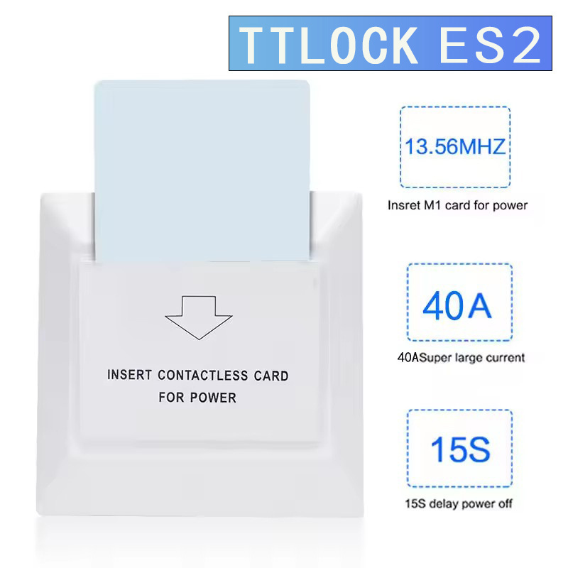 TTlock ES2 Remote Control Switch Smart Hotel Room RFID Key Card Insert Power Switch For TThotel System Rooms