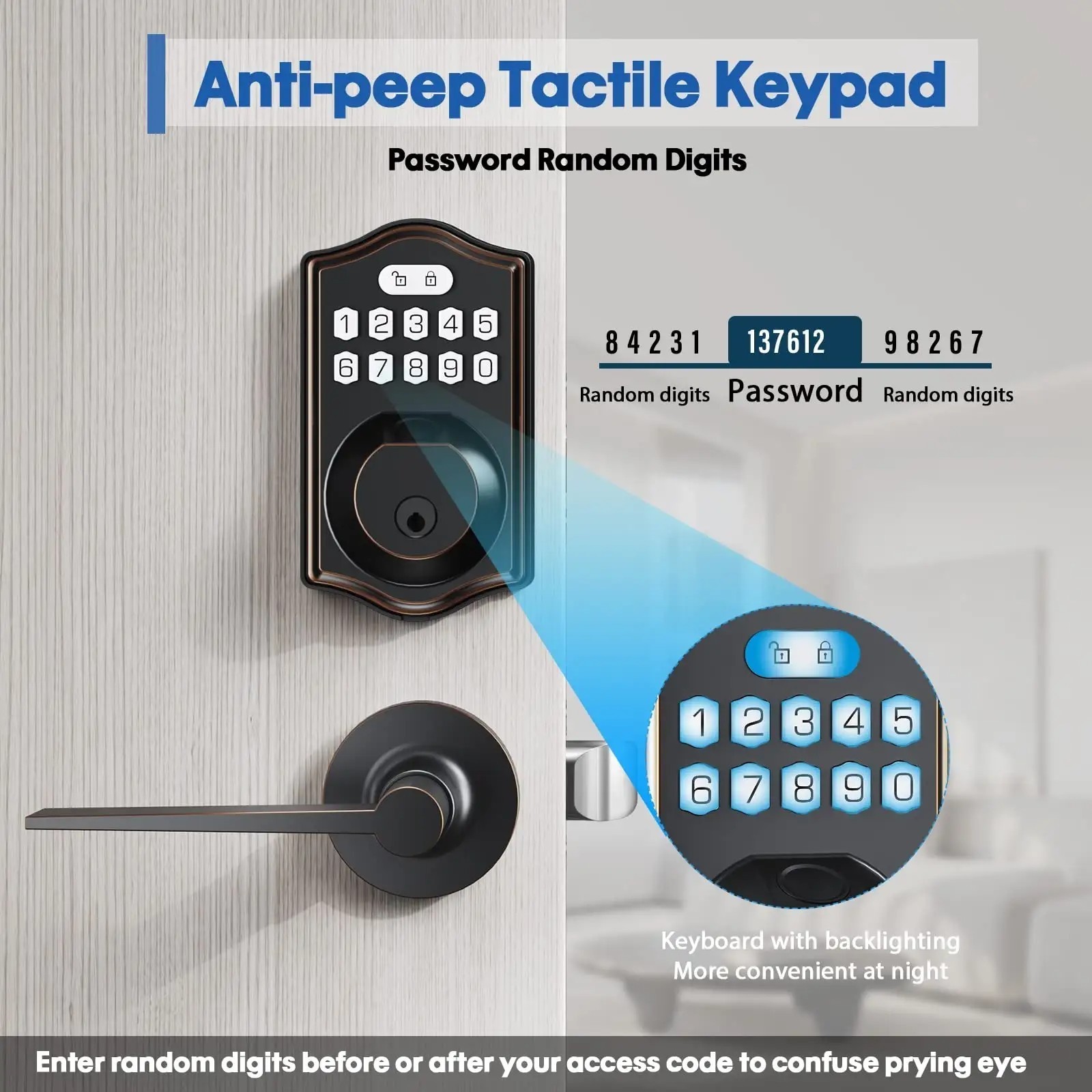 Tuya Wifi Keyless Entry Auto Deadbolt Lock Smart Electronic Keypad bolt Smart Locks TTlock Front Door Lock