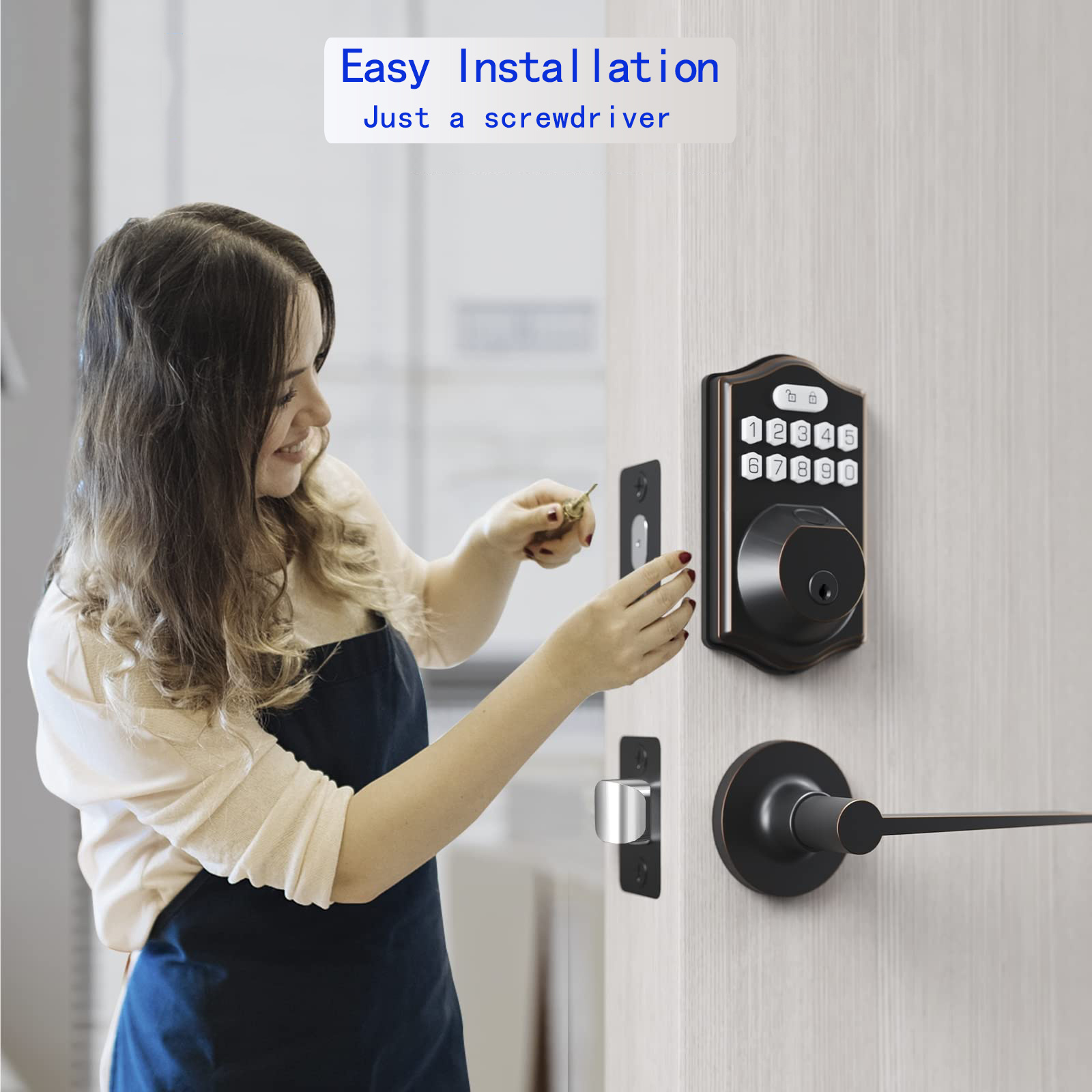 Tuya Wifi Keyless Entry Auto Deadbolt Lock Smart Electronic Keypad bolt Smart Locks TTlock Front Door Lock