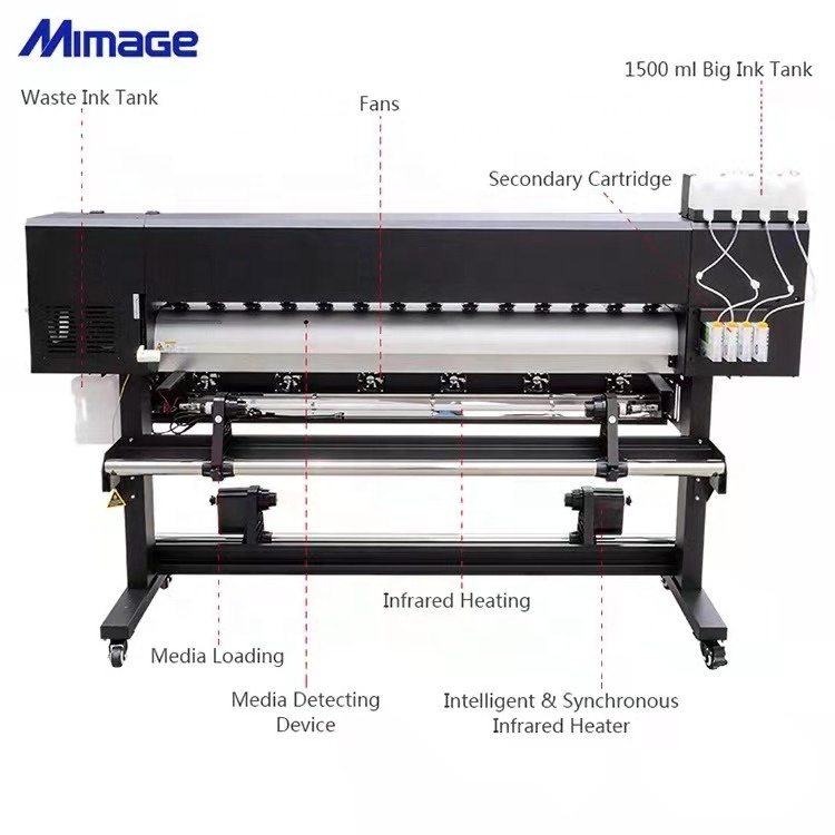 Most popular large format inkjet printer for vinyl canvas car stickers sign flex banner 1.8 meter 6feet digital printer