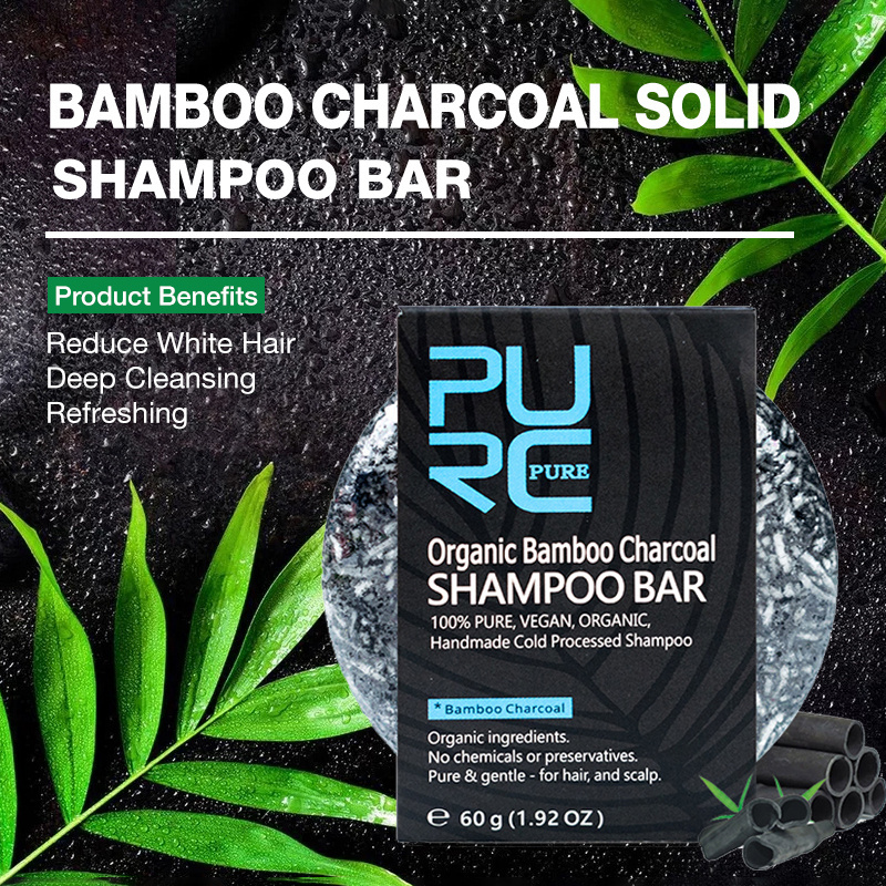 Hot Selling Vegan Bamboo Charcoal Anti Grey Shampoo Bar Soap Organic Natural Pure Handmade Solid Darkening Shampoo Bar Soap