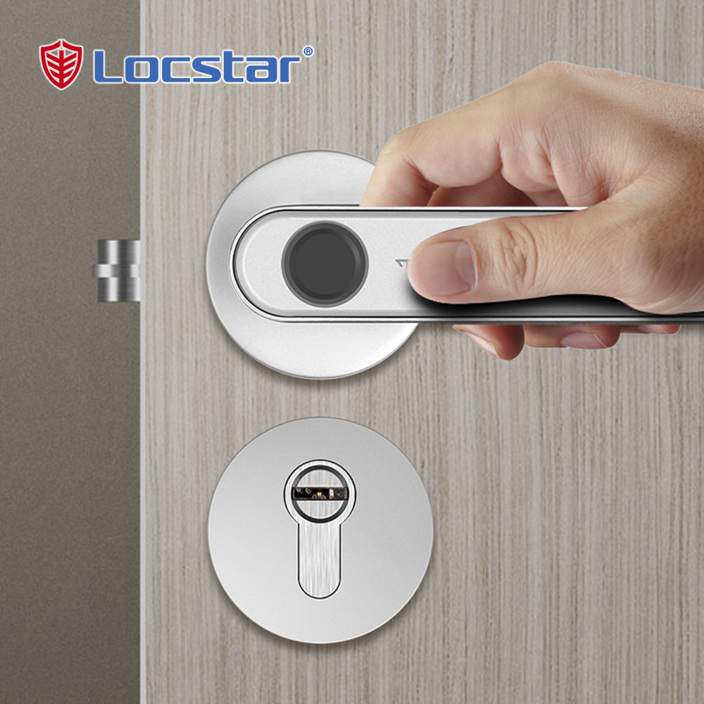 Locstar Tuya Fingerprint Electric Handle Lock Ttlock Smart Home Door Lock Biometric Fingerprint Lock For Wooden Door